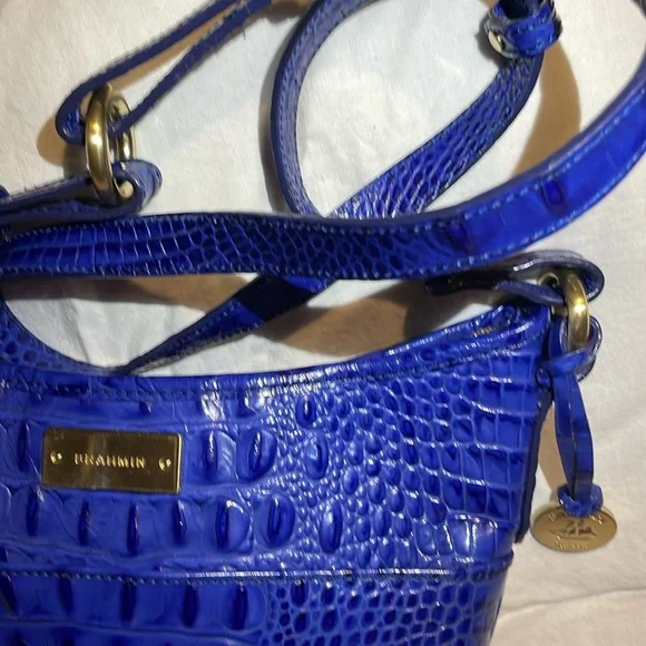 Brahmin Jody Melbourne Croc Royal Blue Crossbody in Like New Condition - Picture 7 of 10